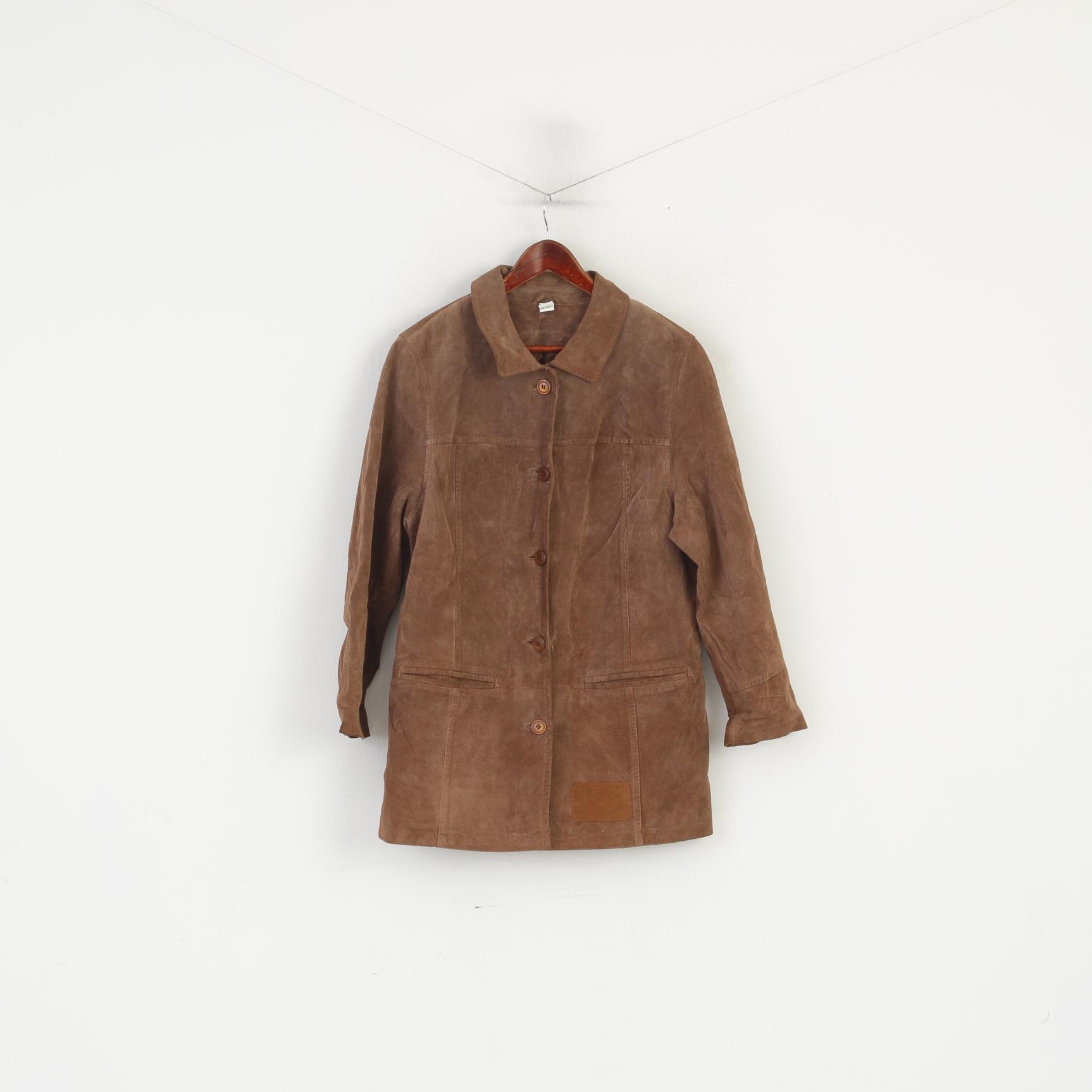 vintage Femmes 20 46 XL Veste Marron Cuir vintage Boho Single Breasted Top