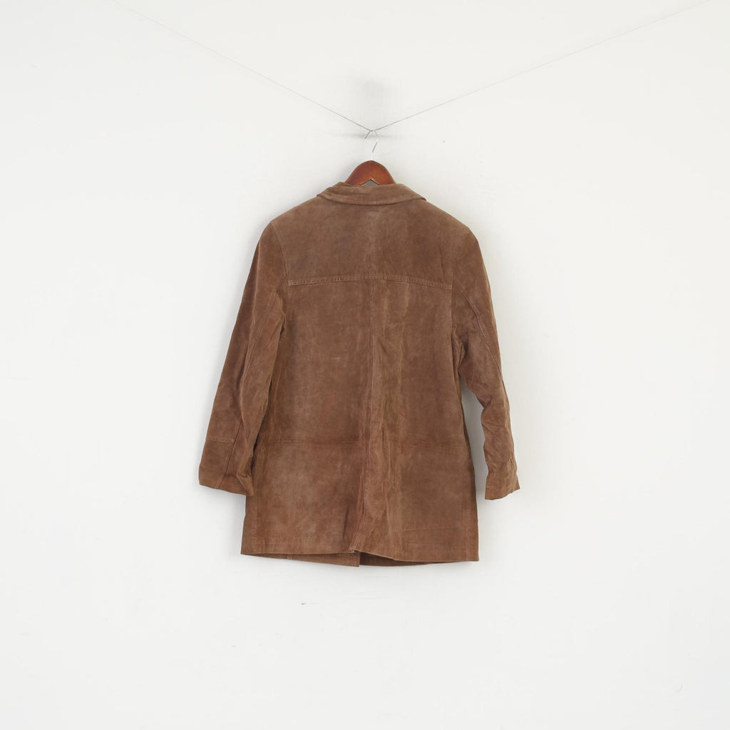 vintage Femmes 20 46 XL Veste Marron Cuir vintage Boho Single Breasted Top