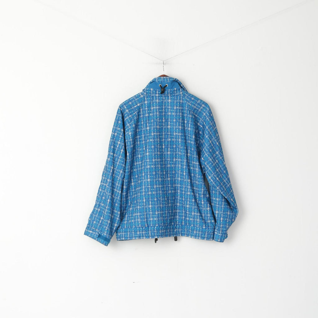 Giacca Odlo da uomo 48/50 M, top sportivo Protec vintage a quadri blu con cerniera intera