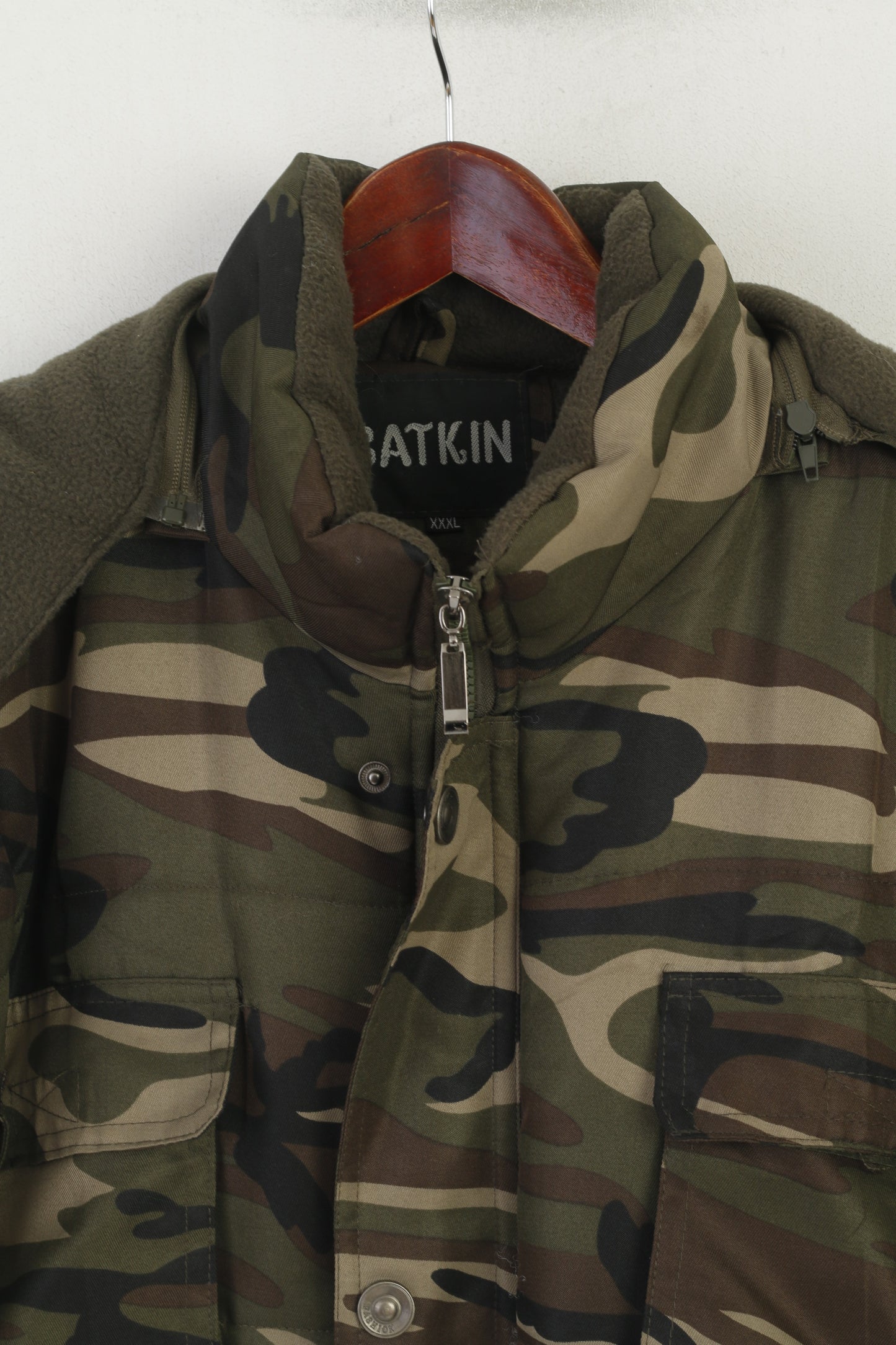 Gatkin Men XXXL Jacket Green Winter Padded Camo Hooded Outdoor Military Top