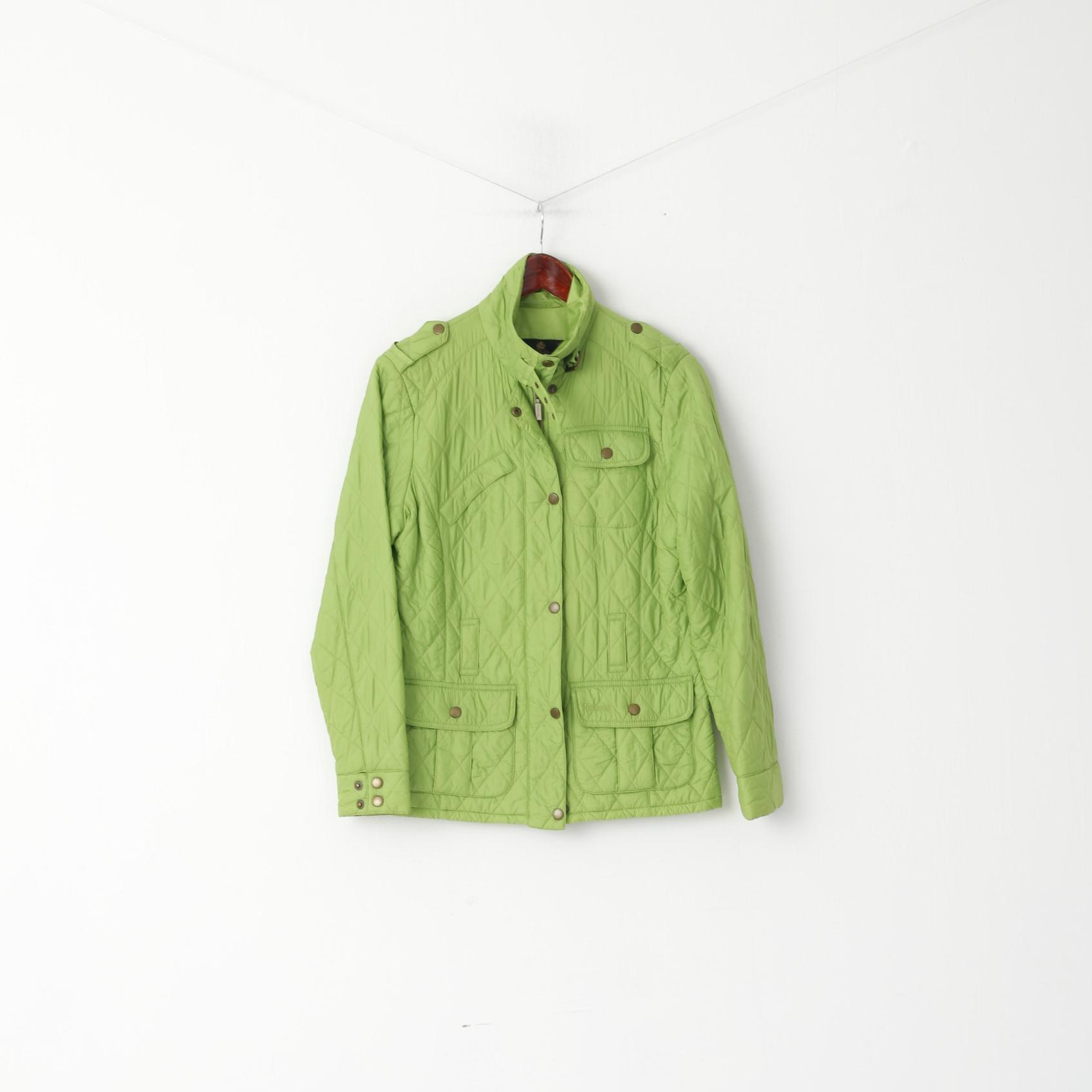 Barbour Femmes 36 10 S Veste Vert Matelassé Amelia Quilt Nylon Zip Up Top