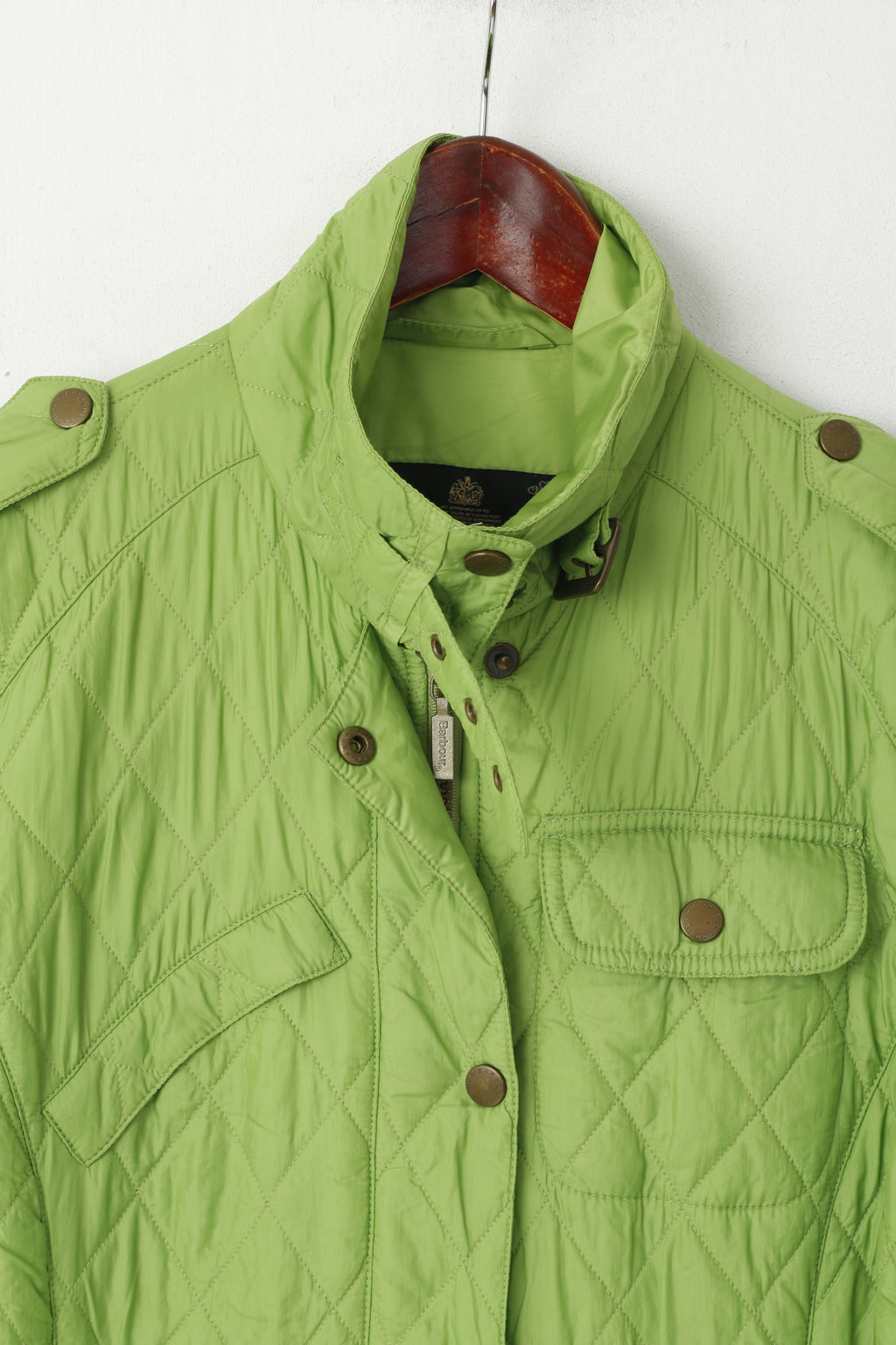 Barbour Femmes 36 10 S Veste Vert Matelassé Amelia Quilt Nylon Zip Up Top