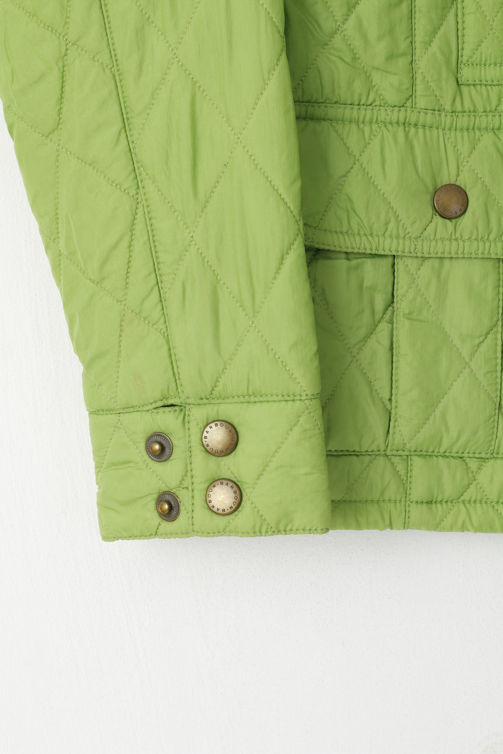 Barbour Femmes 36 10 S Veste Vert Matelassé Amelia Quilt Nylon Zip Up Top