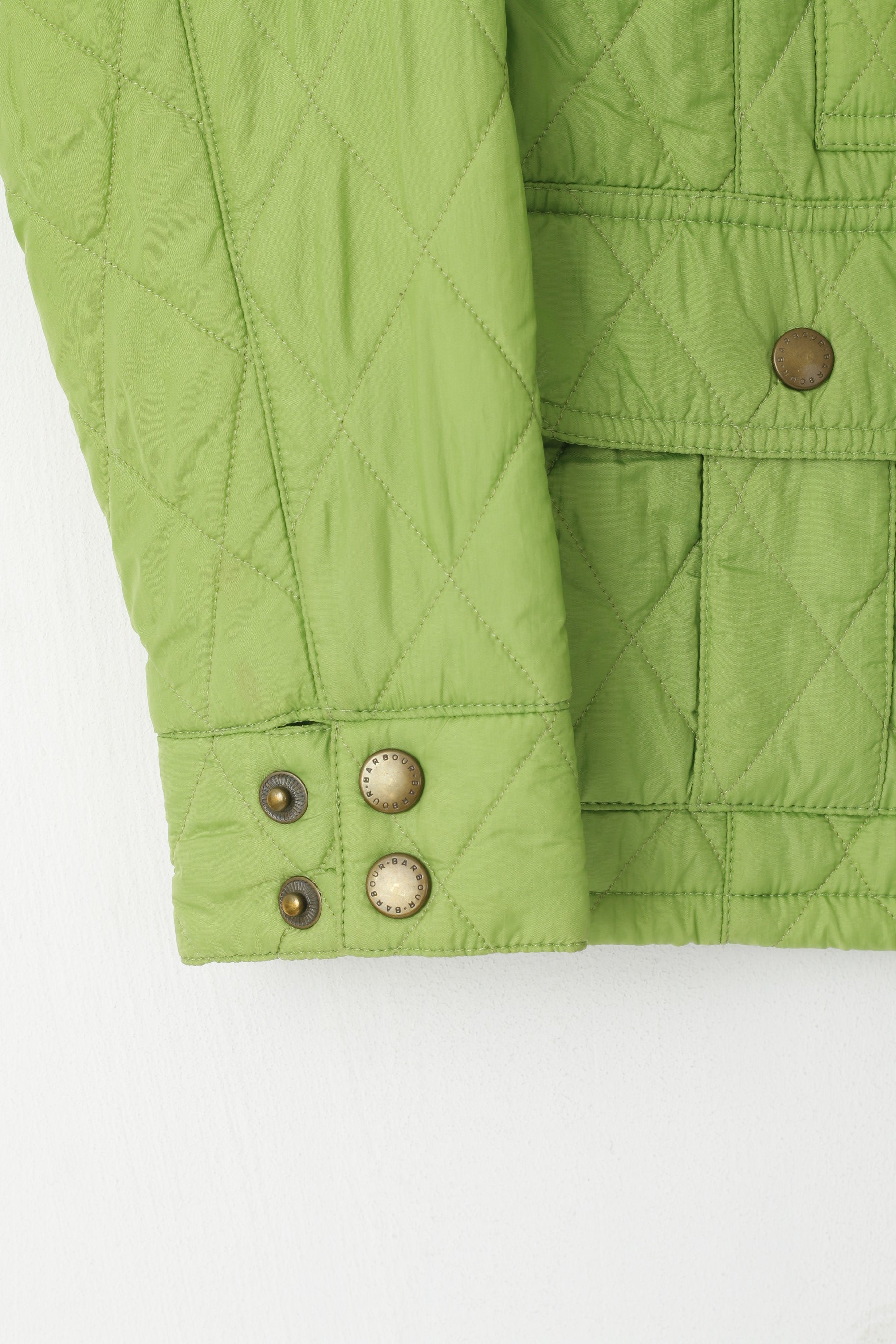 Barbour Femmes 36 10 S Veste Vert Matelassé Amelia Quilt Nylon Zip Up Top