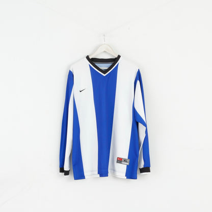 Maglia da calcio Nike Team Men XL a maniche lunghe blu a righe bianche maglia sportiva