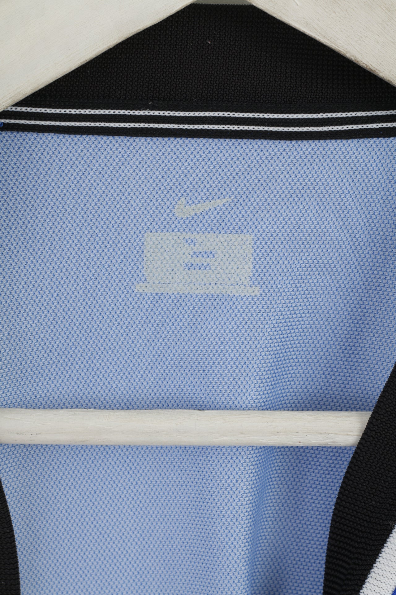 Nike Team Men XL Chemise à manches longues Bleu Blanc Rayé Football Jersey Sport Top