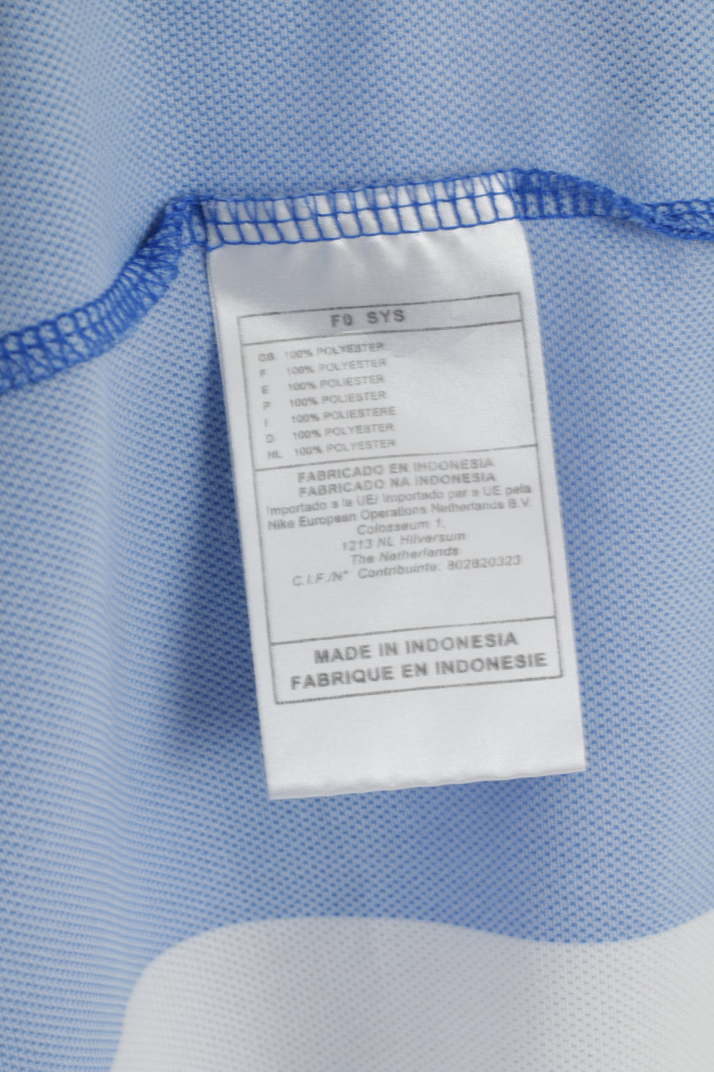 Nike Team Men XL Chemise à manches longues Bleu Blanc Rayé Football Jersey Sport Top