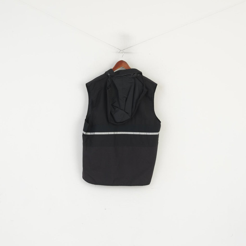 Nasty Men M Waistcoat Black Hooded Sportswear Reflective Full Zip Vest