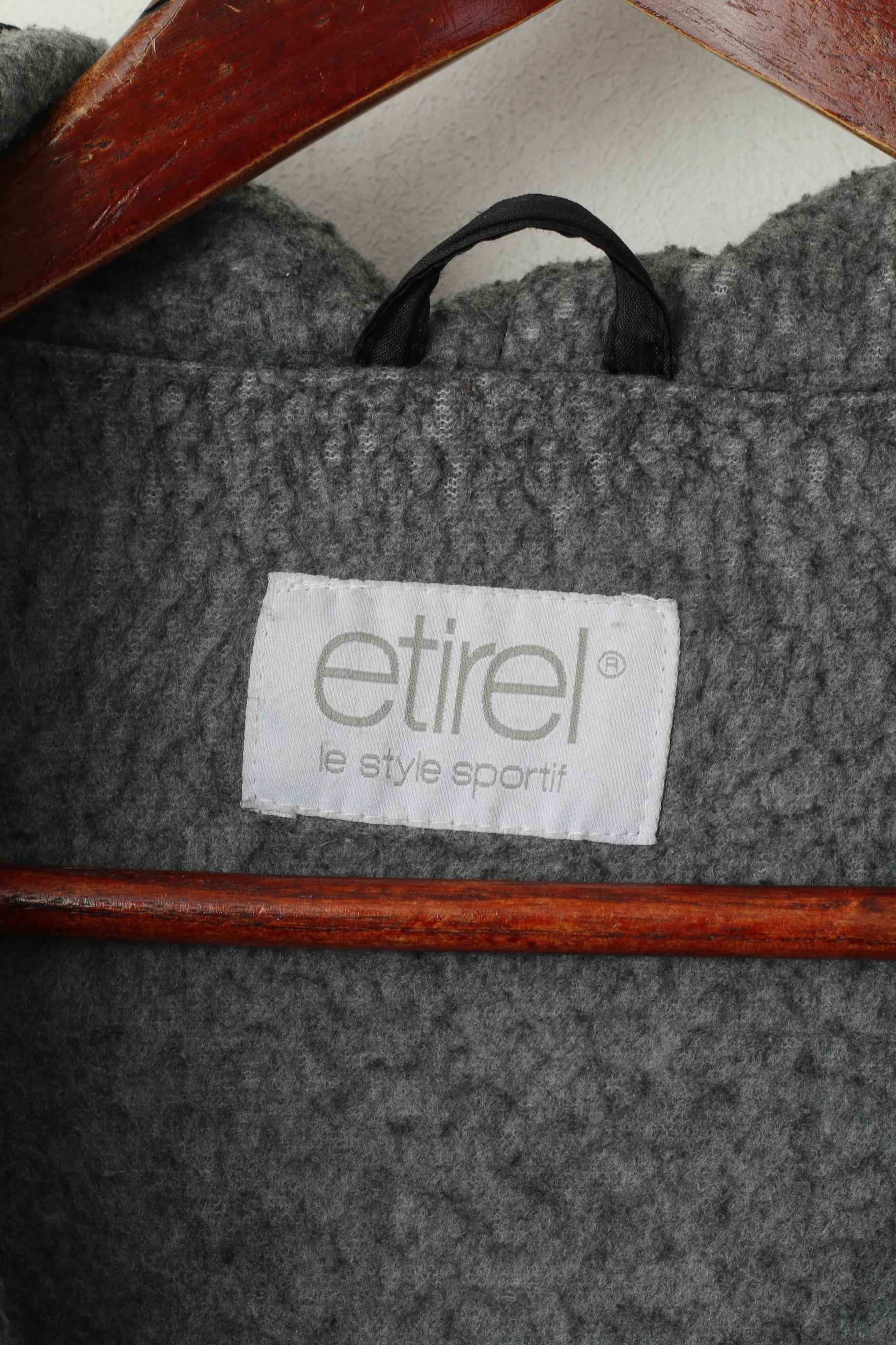 Etirel Le Style Sportif Hommes XL Veste Noir À Capuche Fermeture Éclair Complète Anorak Doublé Polaire Haut