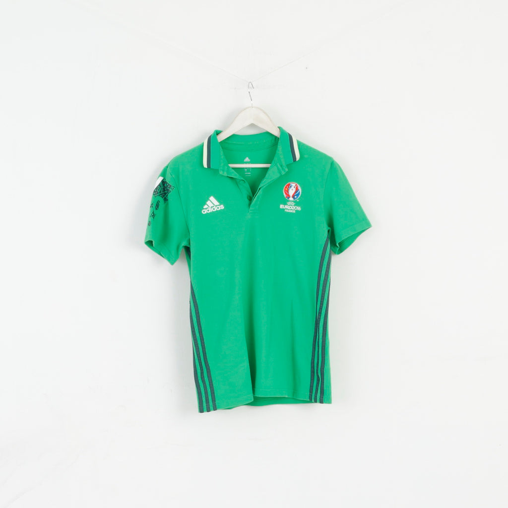 Adidas Men M Polo Shirt Green Cotton Euro 2016 UEFA France Sportswear Top