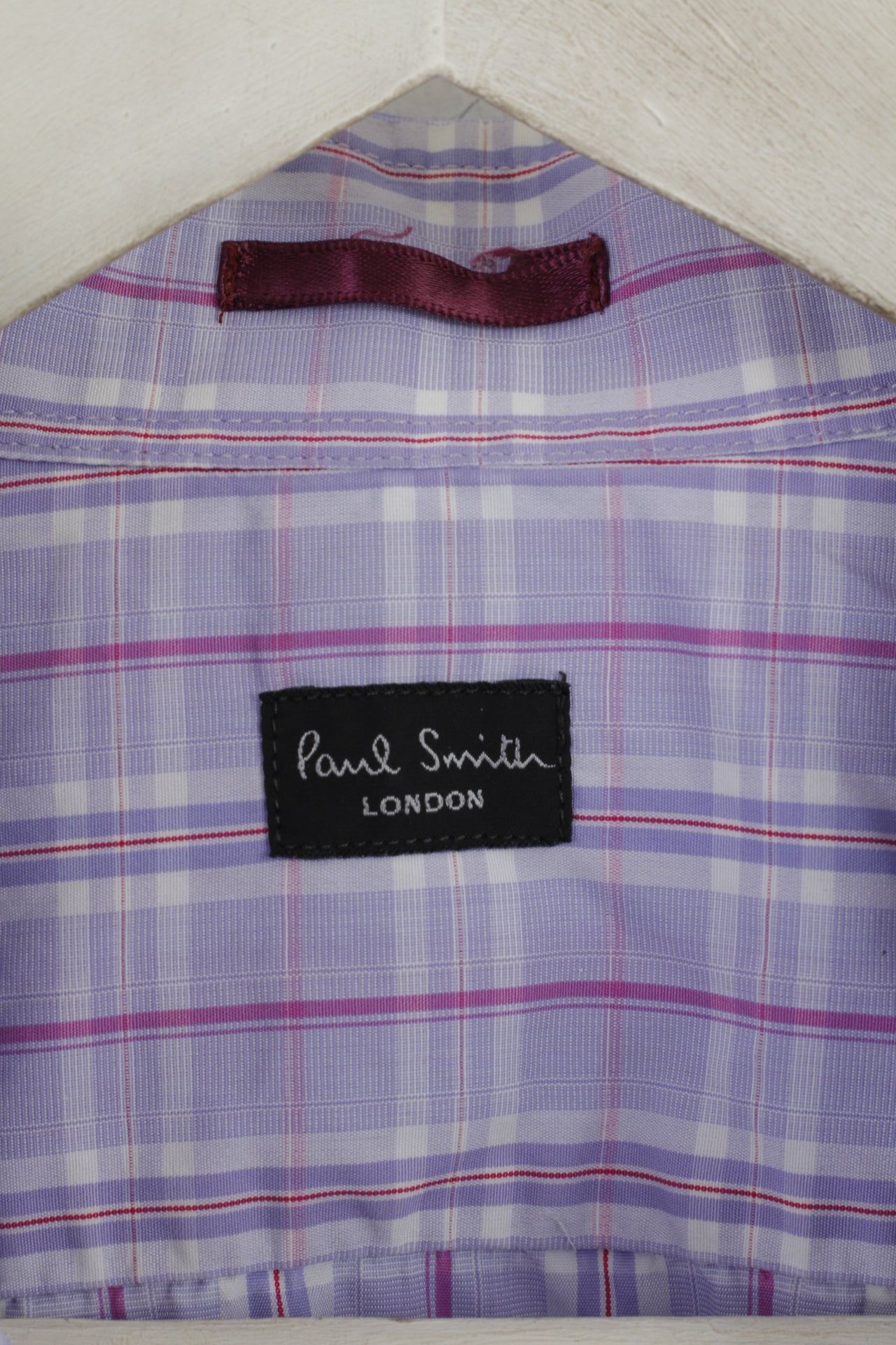 Paul Smith London Mens 16.5 42 XL Casual Shirt Cotton Purple Check Long Sleeve Top