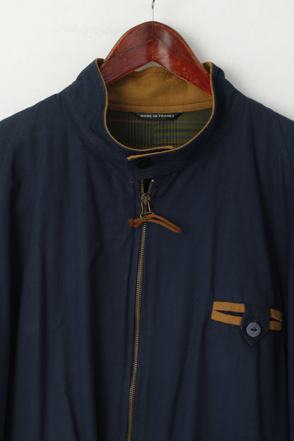 Cariboo Chilcotin Paris Men XL Jacket Navy Cotton Bomber Zip Up Casual Vintage Top