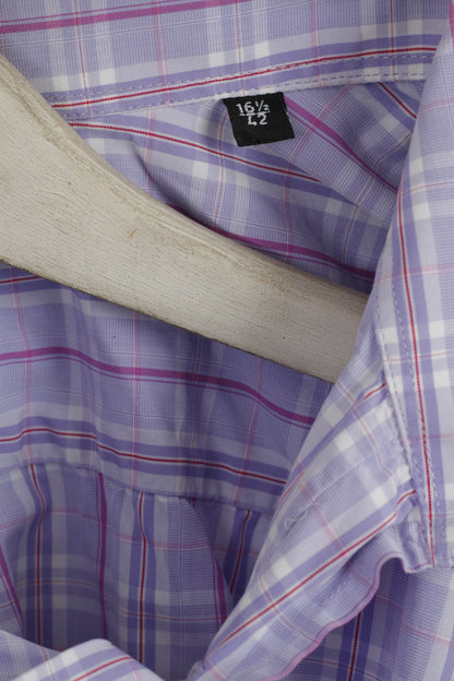 Paul Smith London Camicia casual da uomo 16.5 42 XL Top a maniche lunghe in cotone a quadri viola