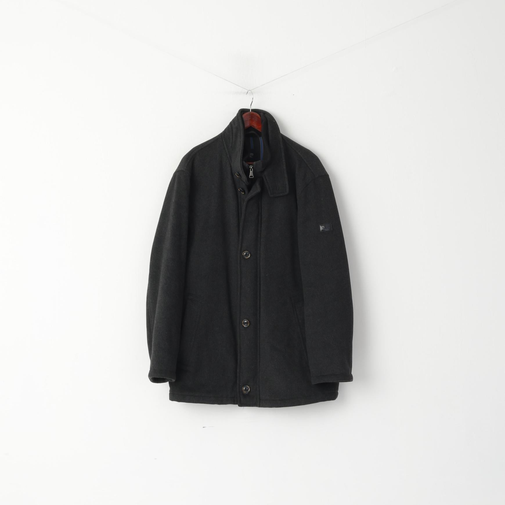 Pierre Cardin Paris Giacca da uomo 54 L in lana grigia con cerniera intera Top classico autunnale