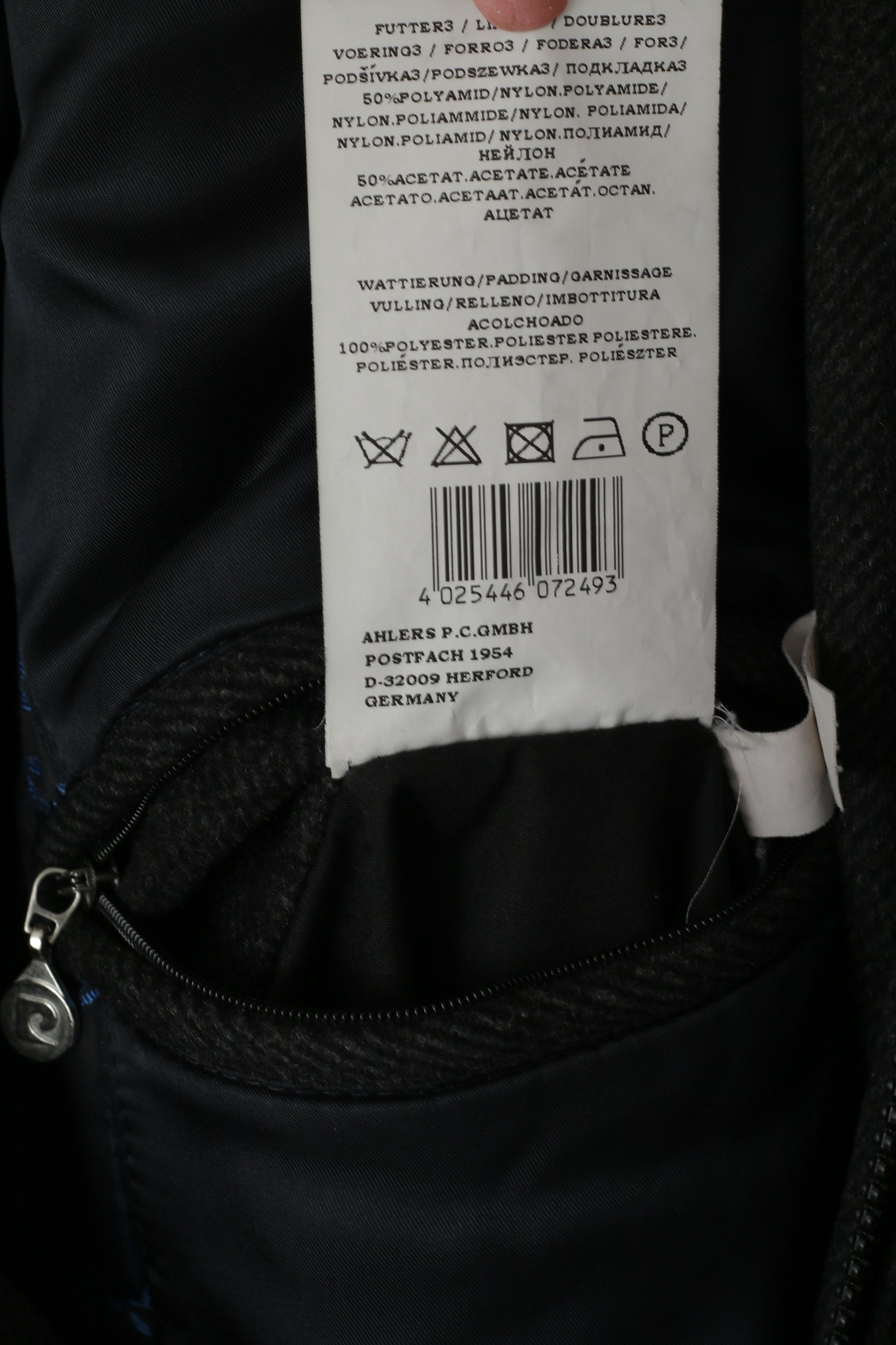 Pierre Cardin Paris Giacca da uomo 54 L in lana grigia con cerniera intera Top classico autunnale