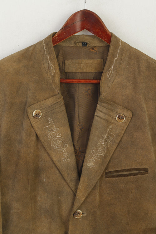 C&amp;A Landhaus Hommes 27 L Veste Marron Cuir Pig Daim Vintage Tyrol Soft Blazer