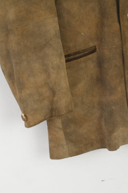 C&A Landhaus Men 27 L Jacket Brown Leather Pig Suede Vintage Tyrol Soft Blazer