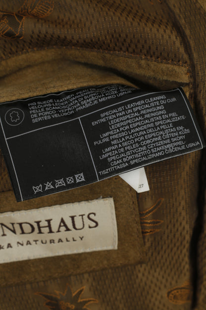 C&A Landhaus Men 27 L Jacket Brown Leather Pig Suede Vintage Tyrol Soft Blazer