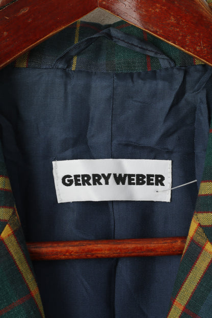 Gerry Weber Giacca da donna 40 M Blazer verde in lino scozzese vintage anni '90