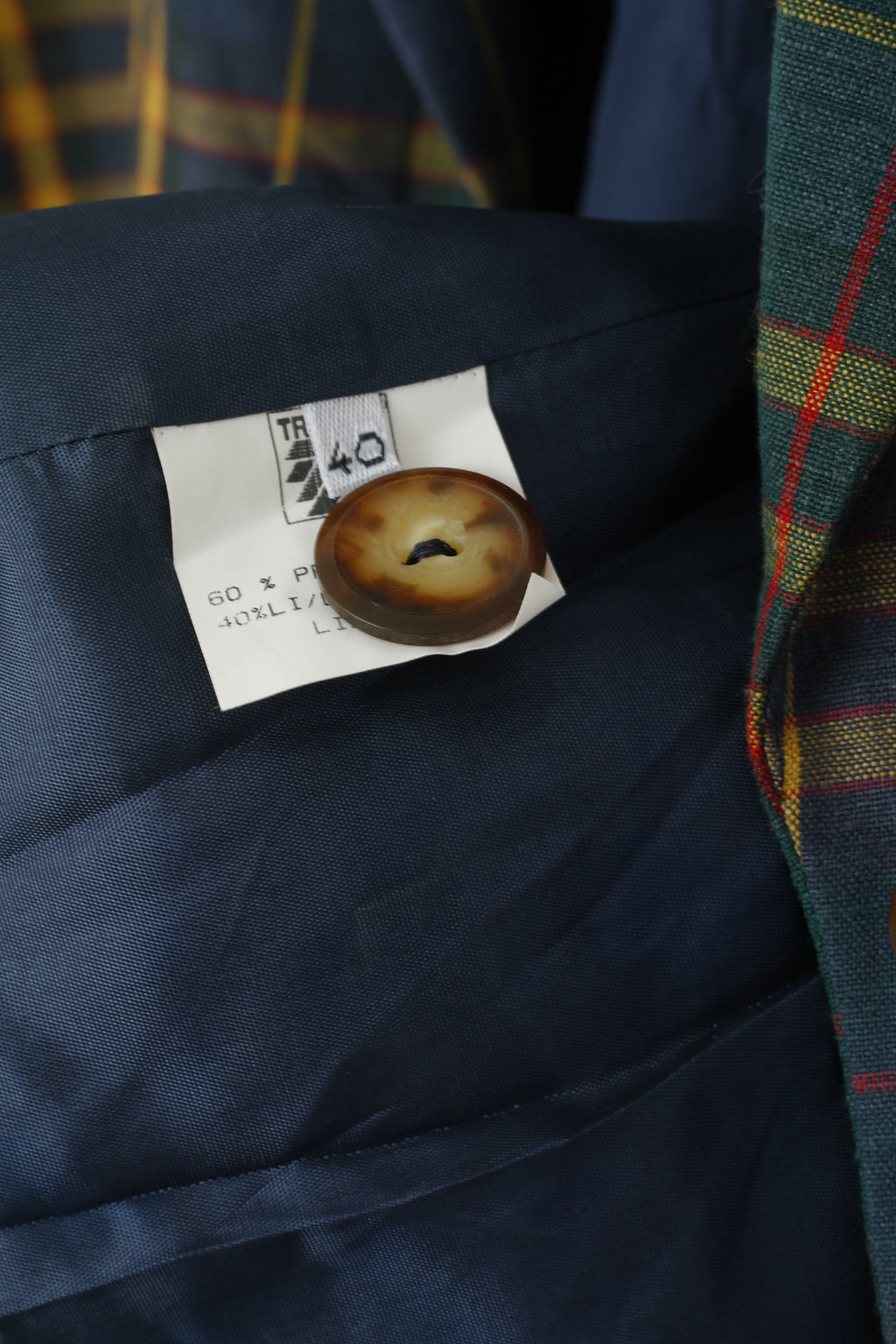 Gerry Weber Giacca da donna 40 M Blazer verde in lino scozzese vintage anni '90