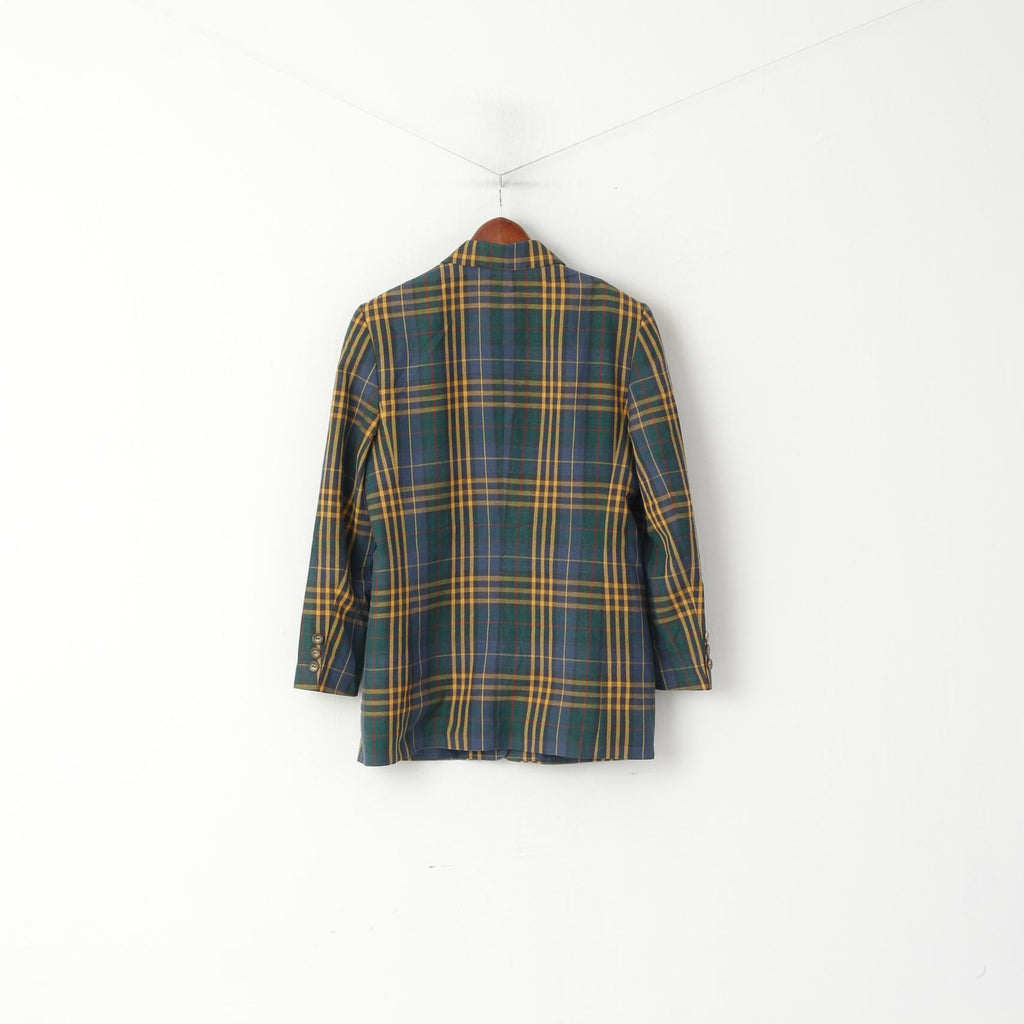 Gerry Weber Giacca da donna 40 M Blazer verde in lino scozzese vintage anni '90
