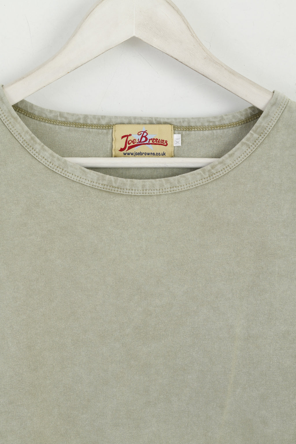 Joe Browns Chemise XL pour homme en coton vert délavé col rond classique haut rétro