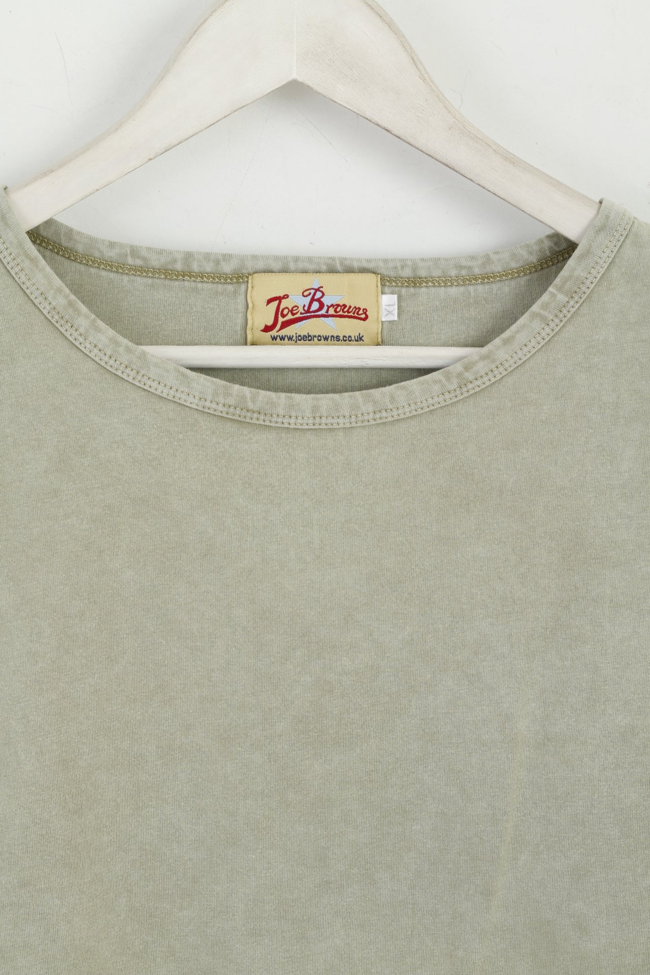 Joe Browns Chemise XL pour homme en coton vert délavé col rond classique haut rétro