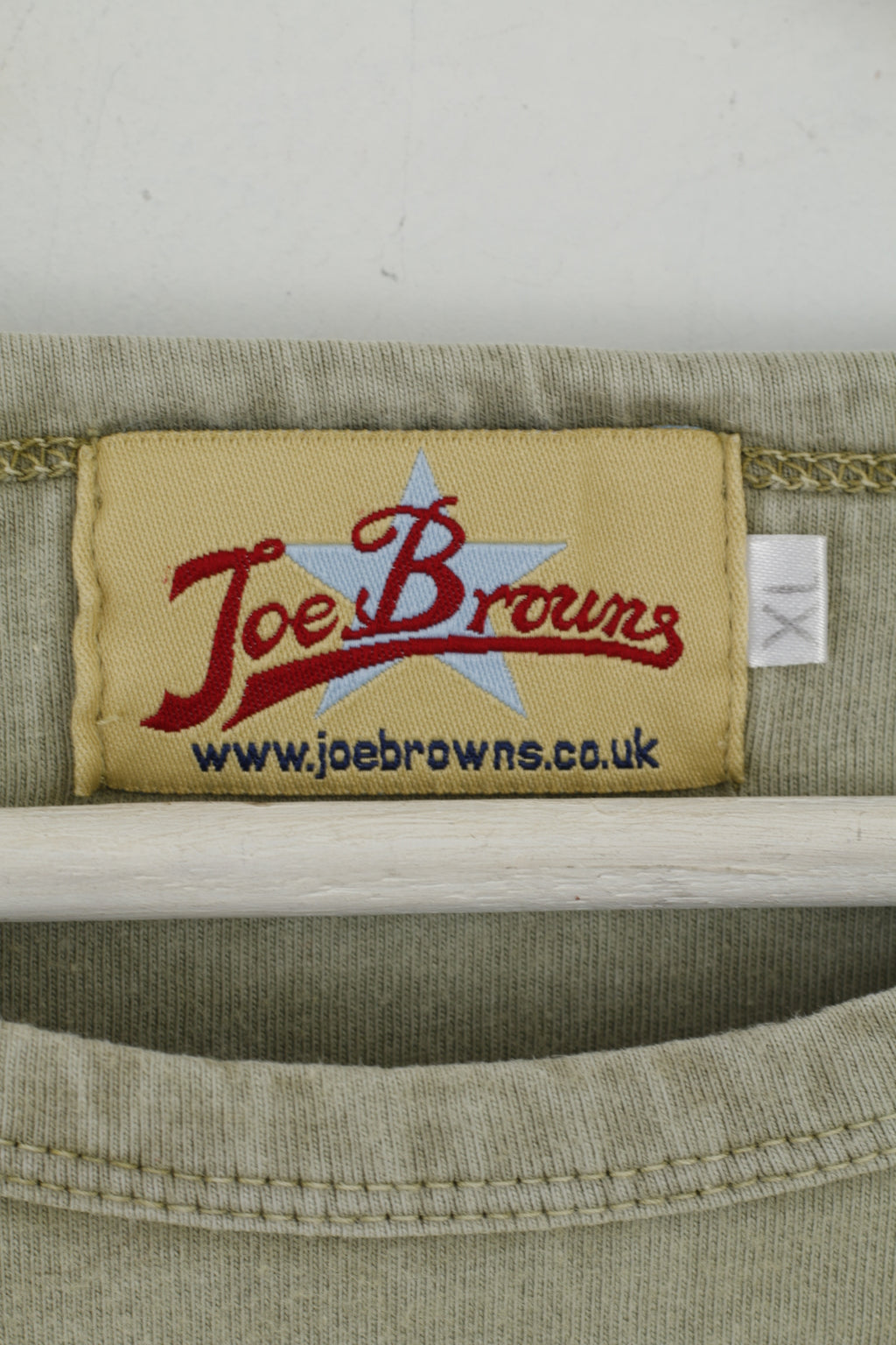 Joe Browns Chemise XL pour homme en coton vert délavé col rond classique haut rétro