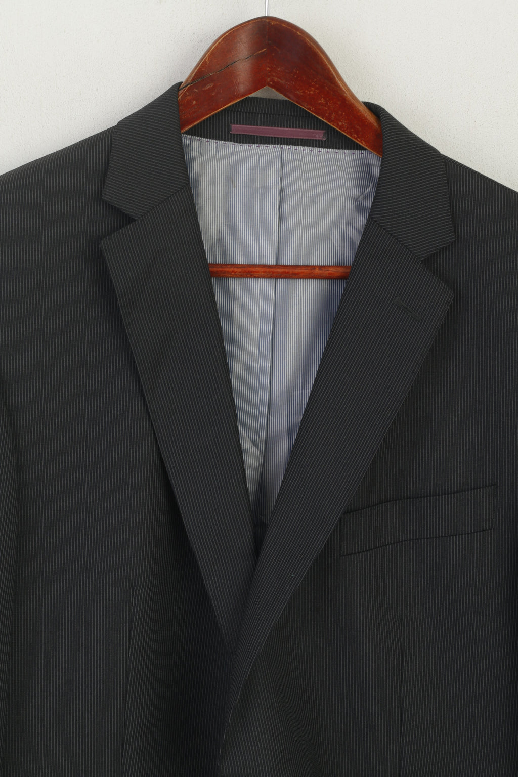 Carl Gross Men 52 42 Blazer Gray Striped Wool Single Breasted Red Super 110'a Jacket