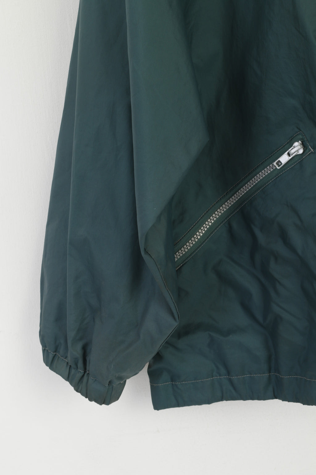 Equator Men L Rain Jacket Green Vintage Nylon Waterproof Full Zipper Top