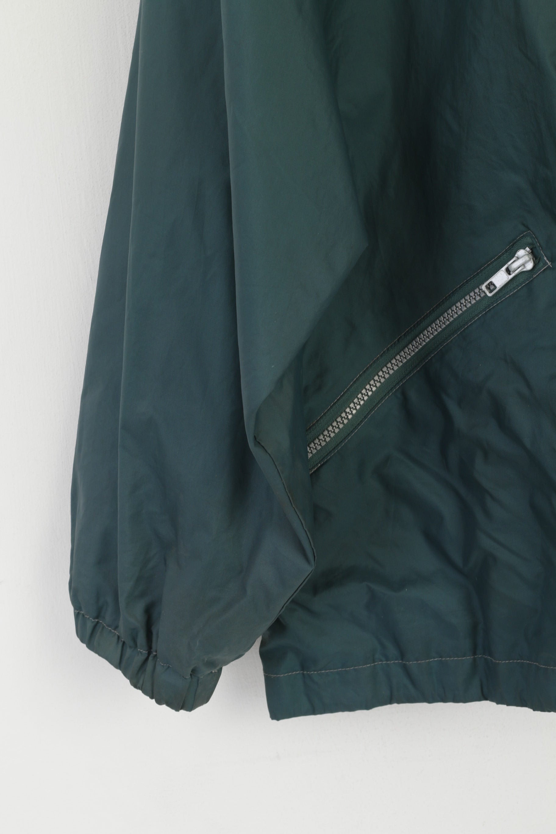 Equator Men L Rain Jacket Green Vintage Nylon Waterproof Full Zipper Top