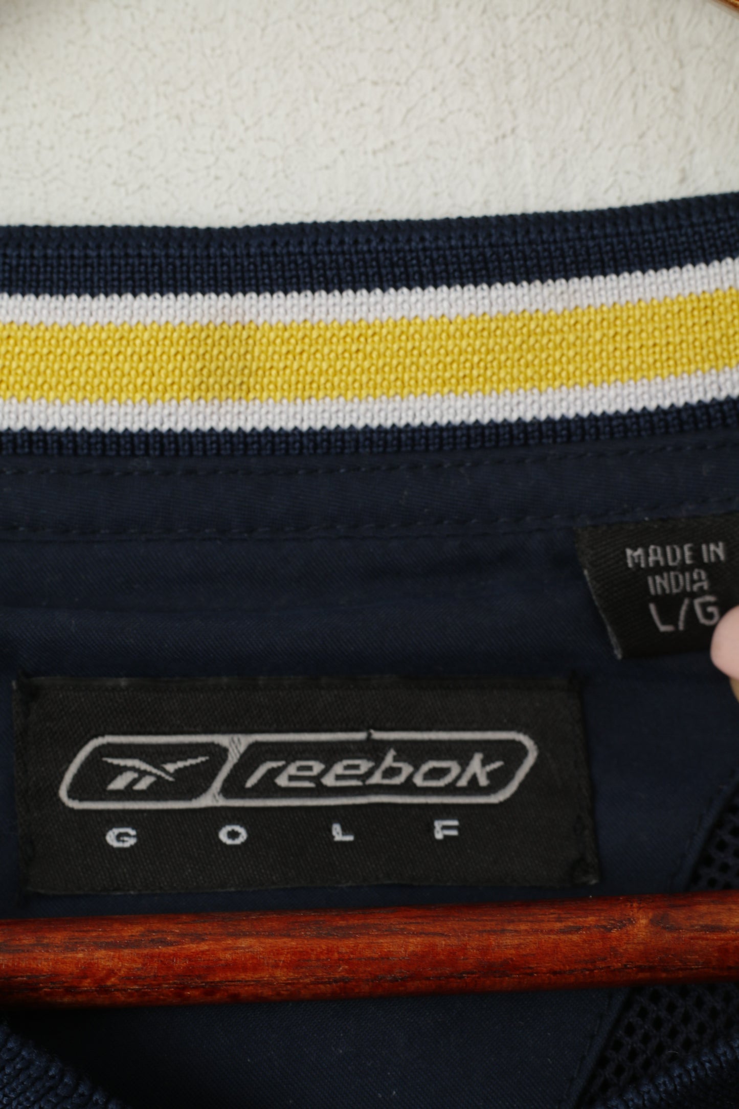 Reebok Golf Men L Pullover Jacket Navy Lightweight V Neck Activewear Top