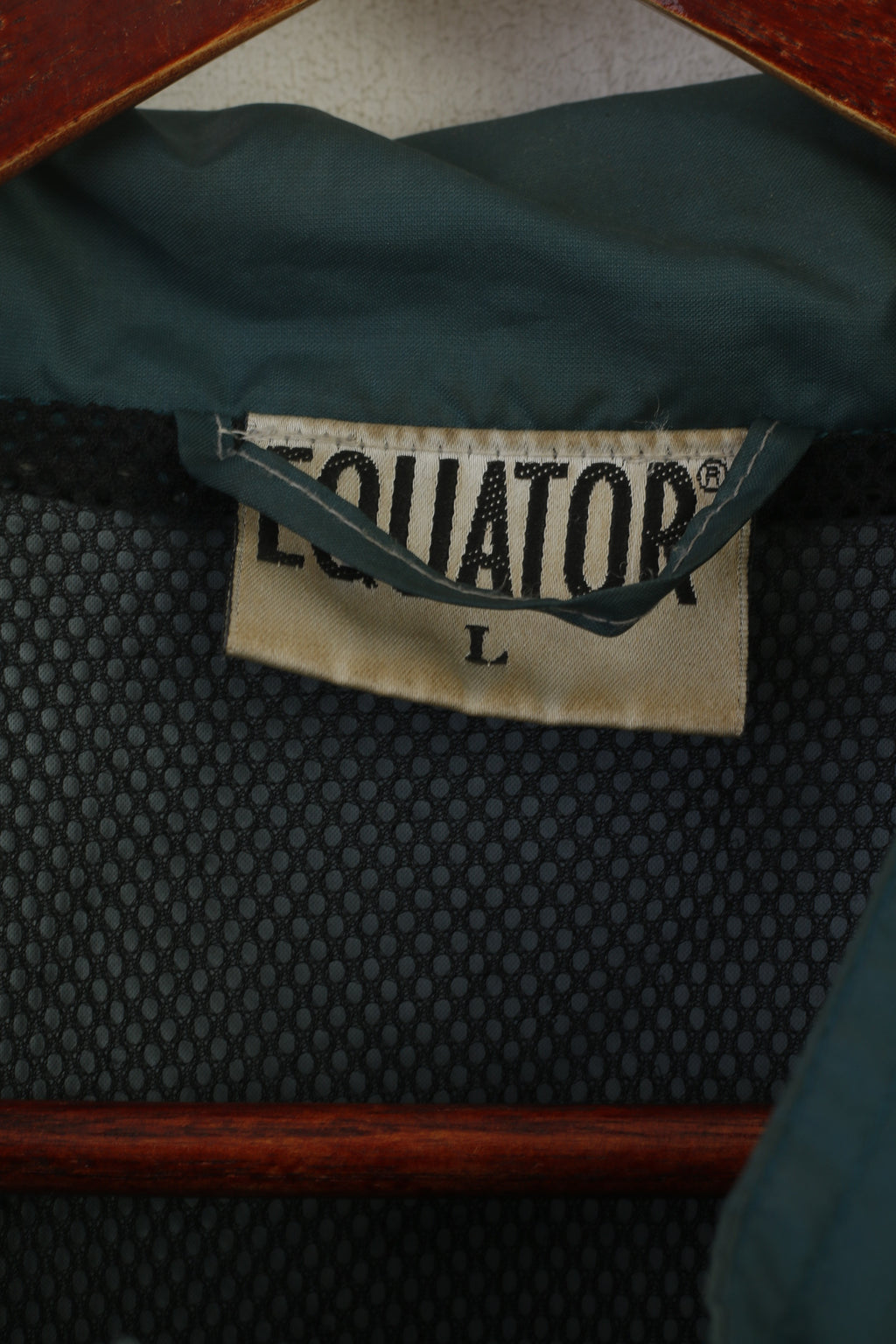 Equator Men L Rain Jacket Green Vintage Nylon Waterproof Full Zipper Top