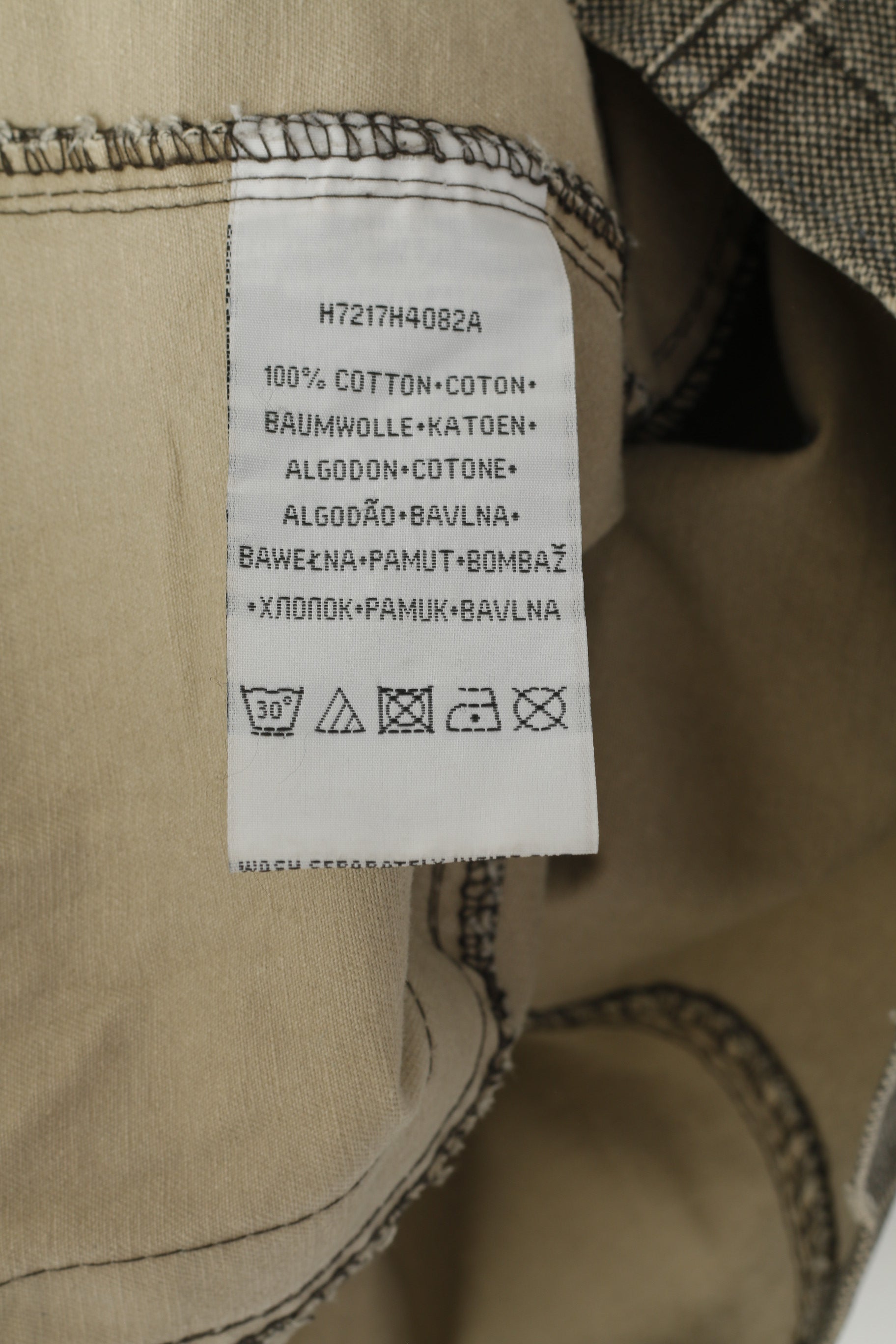 IDPDT Men L (M) Denim Jacket Gray Check Cotton Rough Gear Sky Rebel Blazer Top