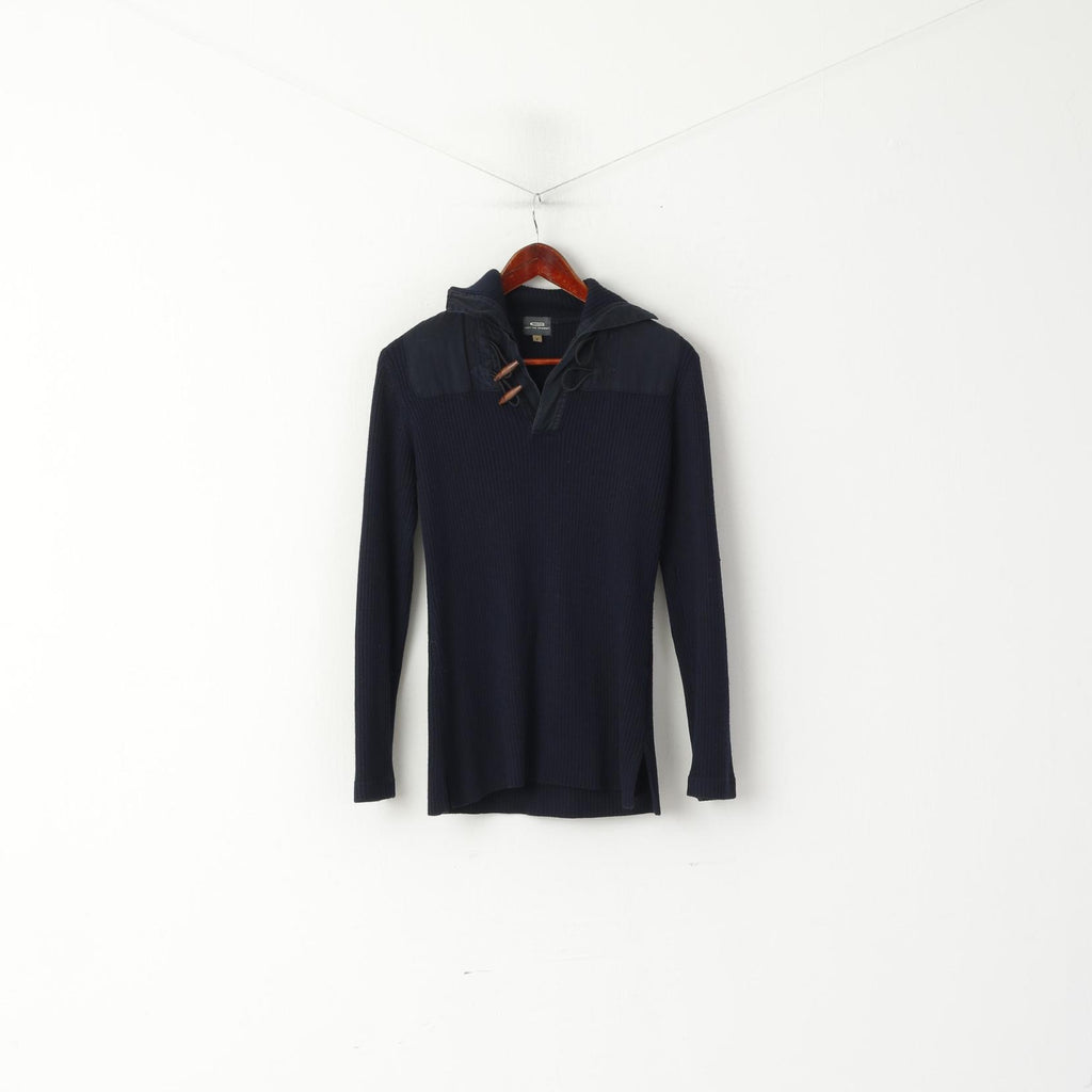 G-Star Pull classique en laine stretch pour homme, coupe ajustée, col Dyffle, bleu marine