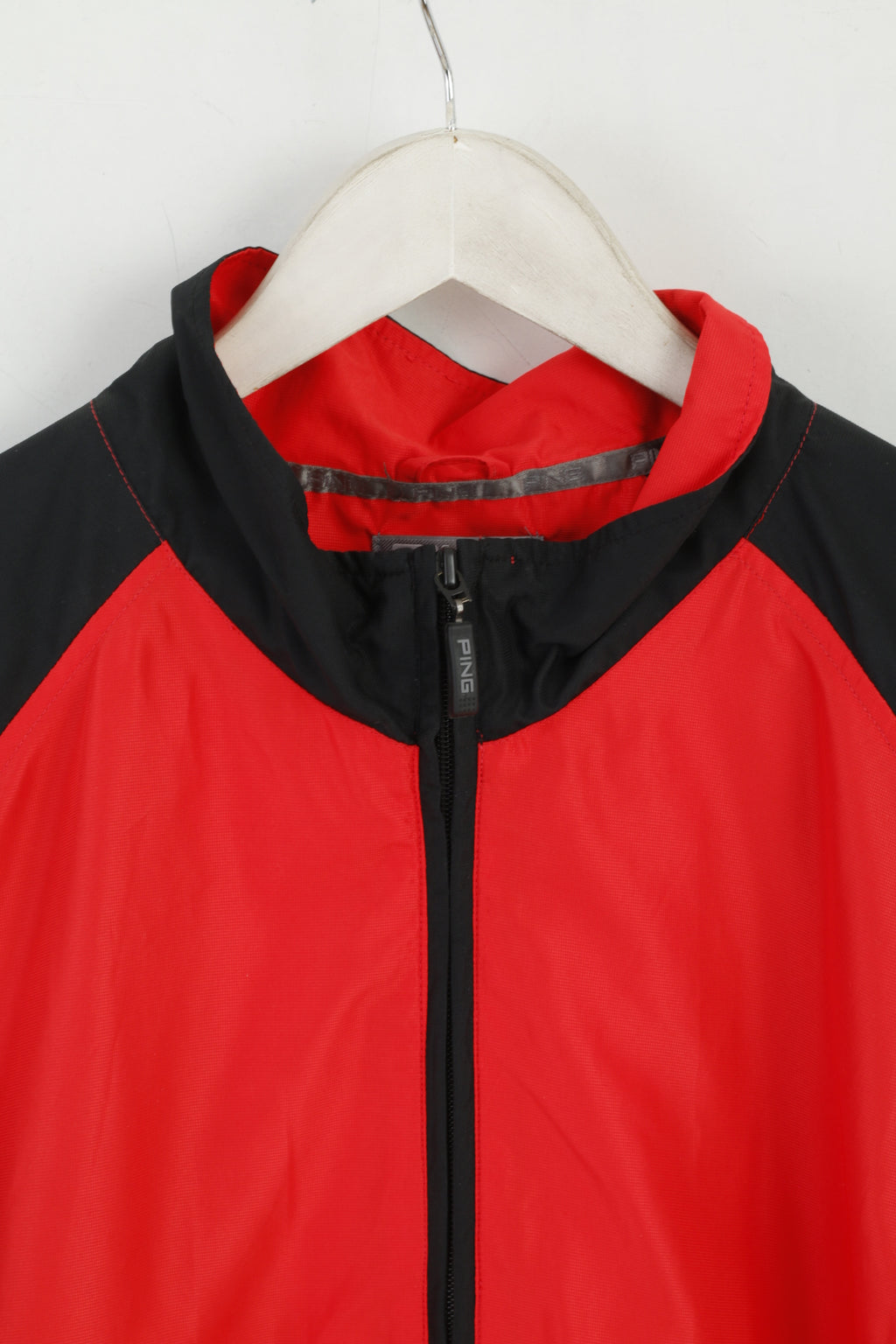 PING Collection Veste de golf à manches courtes pour homme Rouge avec fermeture éclair complète