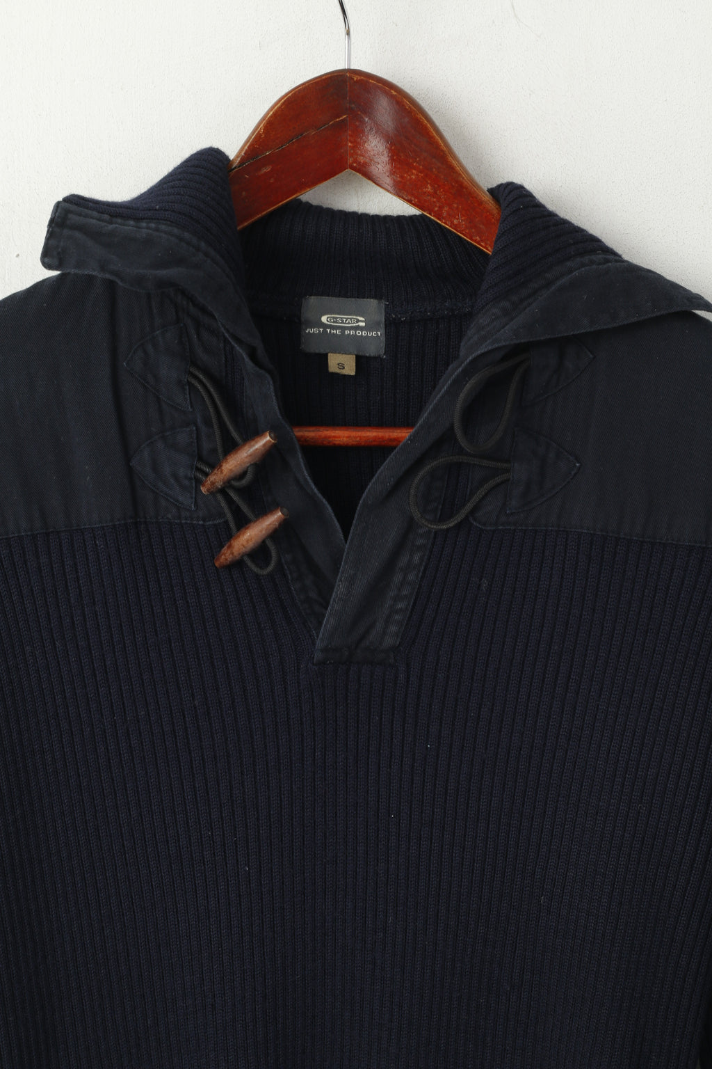 G-Star Pull classique en laine stretch pour homme, coupe ajustée, col Dyffle, bleu marine