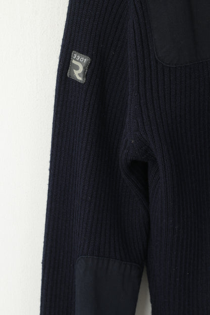 G-Star Pull classique en laine stretch pour homme, coupe ajustée, col Dyffle, bleu marine