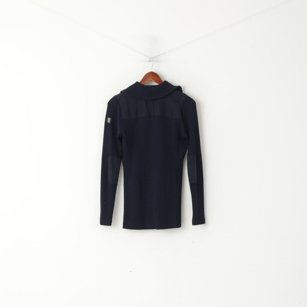 G-Star Pull classique en laine stretch pour homme, coupe ajustée, col Dyffle, bleu marine