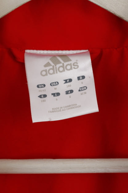 Giacca Adidas da uomo M 180 rossa Activewear Top sportivo foderato in rete con cerniera intera