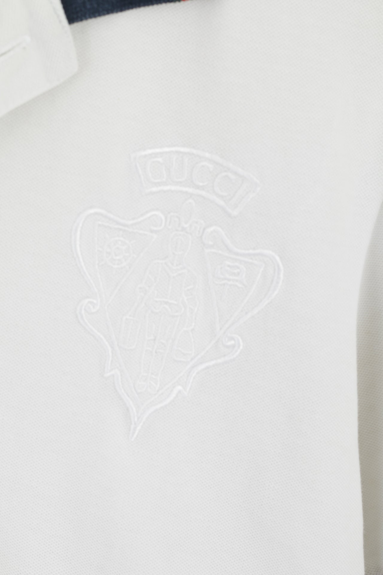 Gucci Men S Polo Shirt White Classic Detailed Buttons Stretch Fit Top