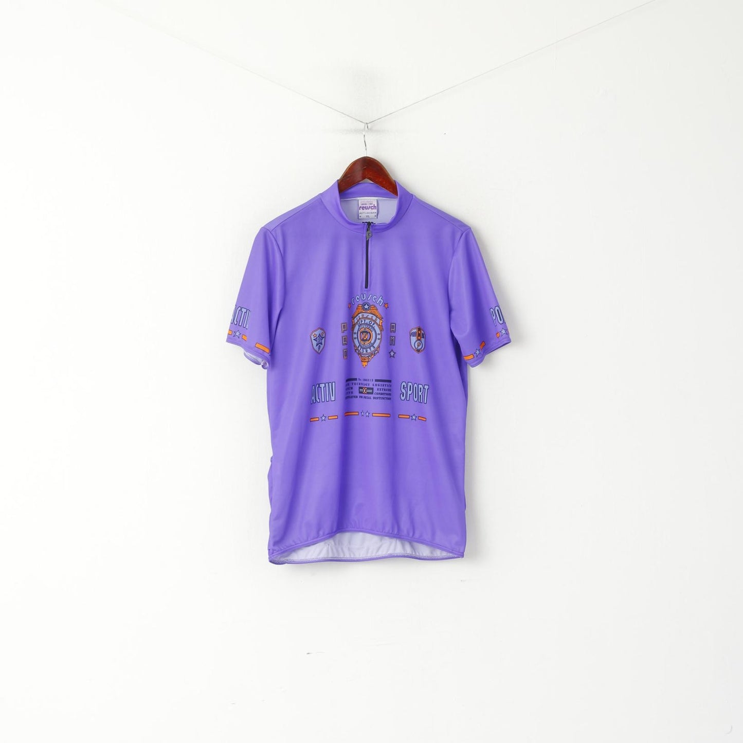 Reusch Men XL Cycling Shirt Purple Bike Zip Neck Vintage Activewear Jersey Top