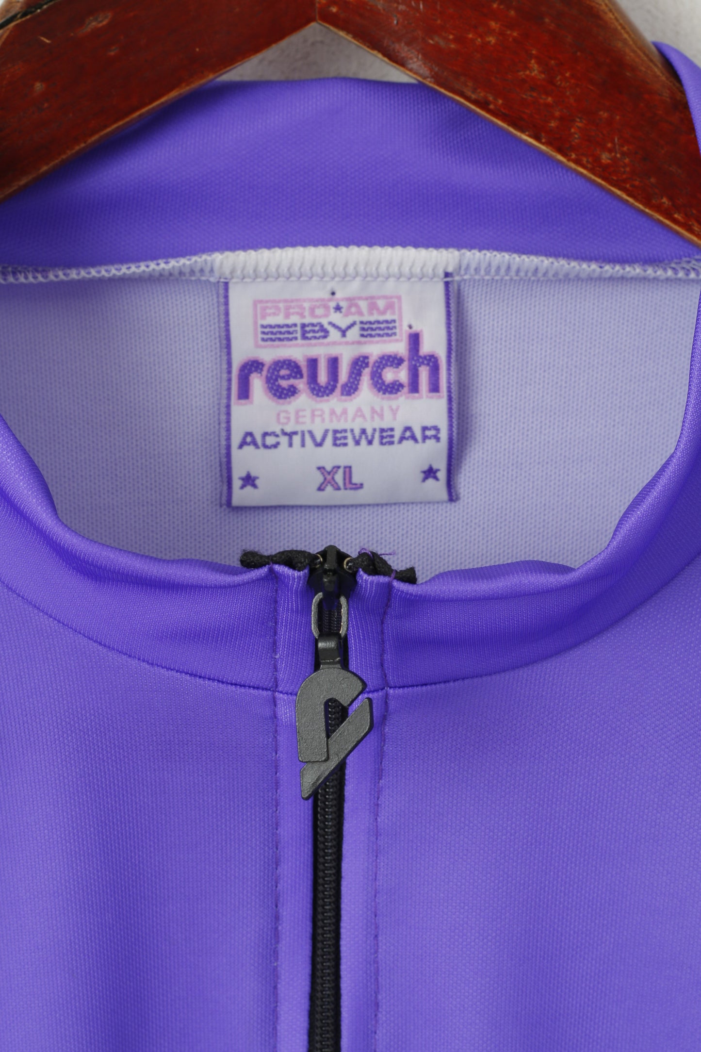 Reusch Maglia da ciclismo XL da uomo Viola Bike Zip Neck Vintage Activewear Jersey Top