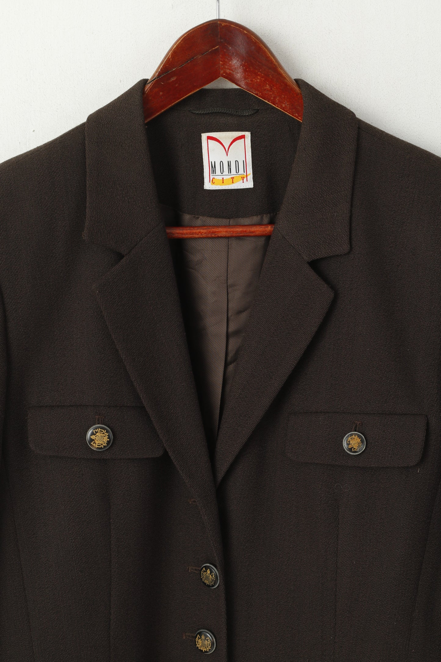 Mondi City Women 38 S Blazer Brown Wool Blend Casual Military Elegant Jacket