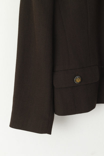 Mondi City Women 38 S Blazer Brown Wool Blend Casual Military Elegant Jacket