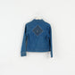 YGCC Women 10 36 S Denim Jacket Blue Jeans Cotton Detailed Boho Top