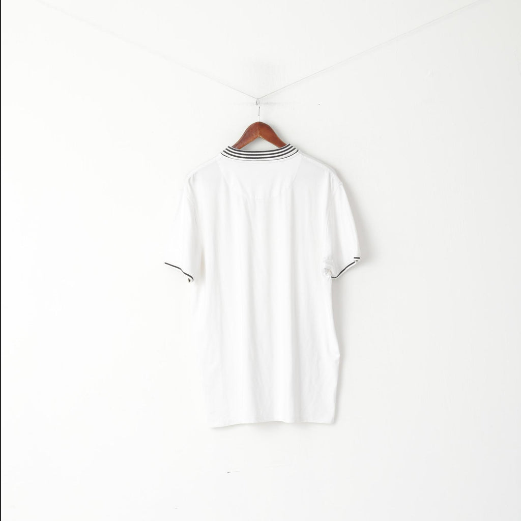 Polo Lyle &amp; Scott da uomo XL, colore bianco, colletto a righe, tinta unita