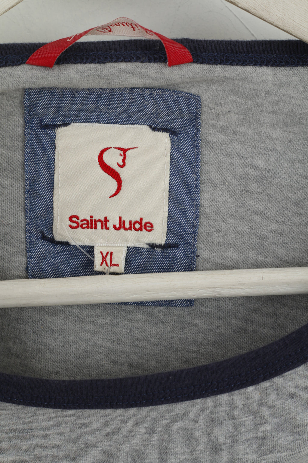 Saint Jude Men XL Shirt Grey Crew Neck 100% Cotton One Pocket Top