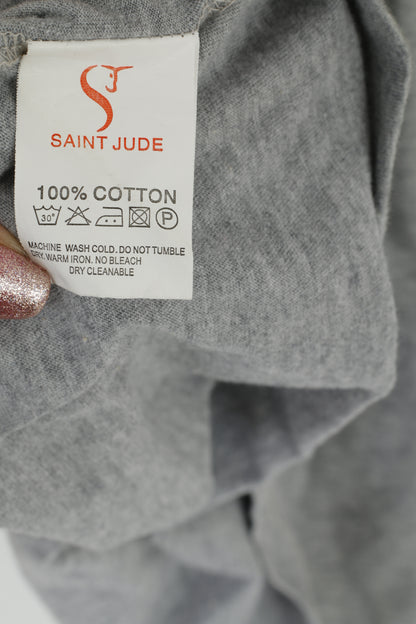 Camicia Saint Jude da uomo XL grigia girocollo 100% cotone con una tasca