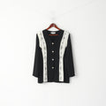 Camicia Louis Ortoni da donna 16 L. Top nero con maniche a 2/3 con bottoni lucidi vintage